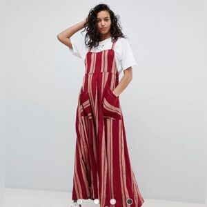 Free People Red & Tan Striped Chanti Maxi Dress XS